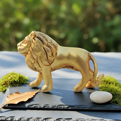 Handcrafted Brass Standing Lion Decorative Statue for Home & Office, Height : 3 Inch (ANMAS265 D)