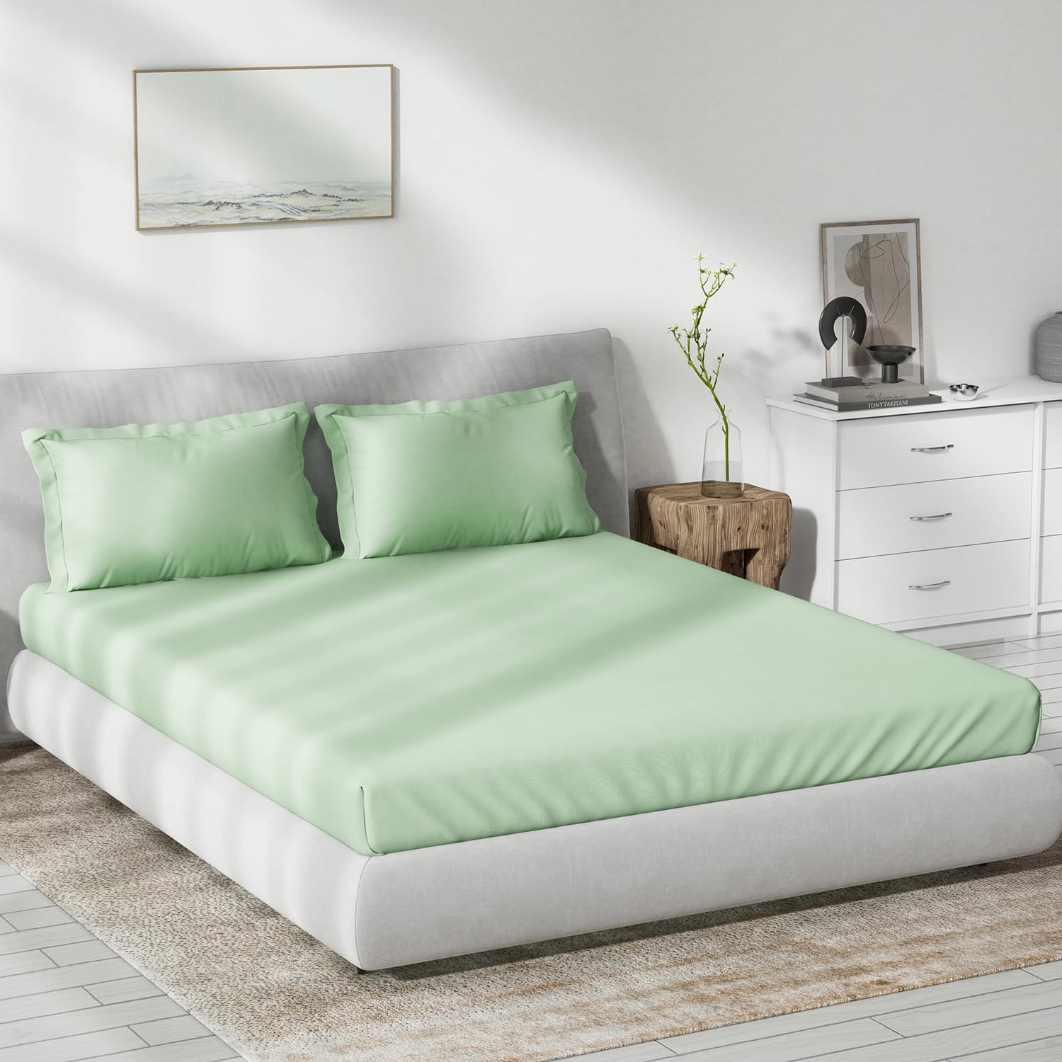 DDECOR - Spectrum Collection 100% Cotton Plain & Texture Pattern 180TC Super King |274 CM X 274 CM| Green