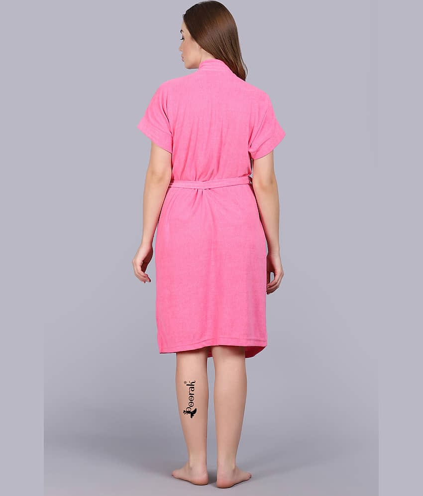 Poorak Pink Free Size Bathrobe ( Pack of 1 )