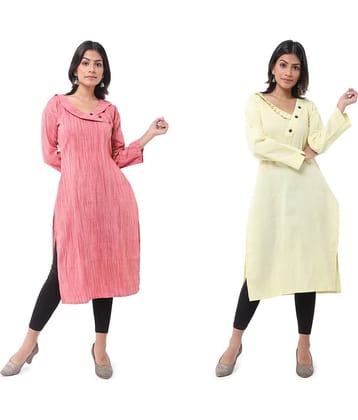 DESHBANDHU DBK - Multicolor Cotton Women's Straight Kurti ( Pack of 2 )