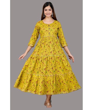 Smien - Mustard Rayon Women's Flared Kurti ( Pack of 1 )