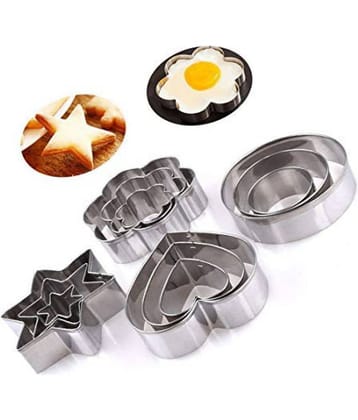 Rightway Cookie Cutters Stainless Steel12 Pcs Set Includes- 3 Stars Shape, 3 Flowers Shape, 3 Round Shape, 3 Hearts Shape- Cookie Cutter Stainless Steel