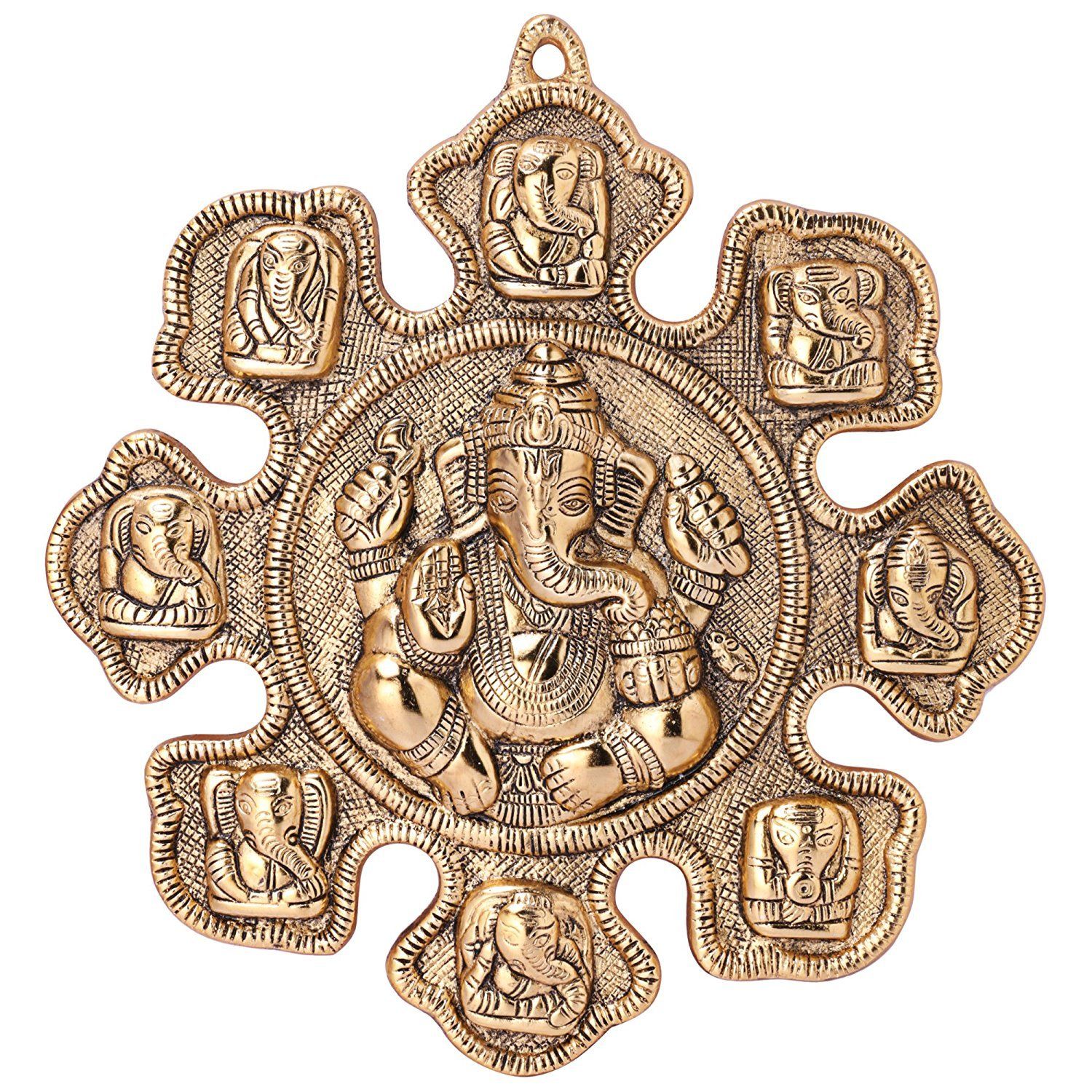 DreamKraft Astavinayaka (8 Avatar of Lord Ganesha) Metal Gold Plated Wall Hanging for Home Decor and Gift