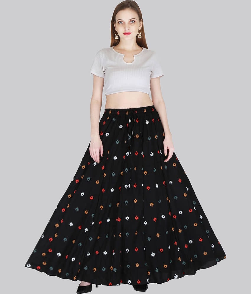 Sttoffa Black Rayon Women's Broomstick Skirt ( Pack of 1 )