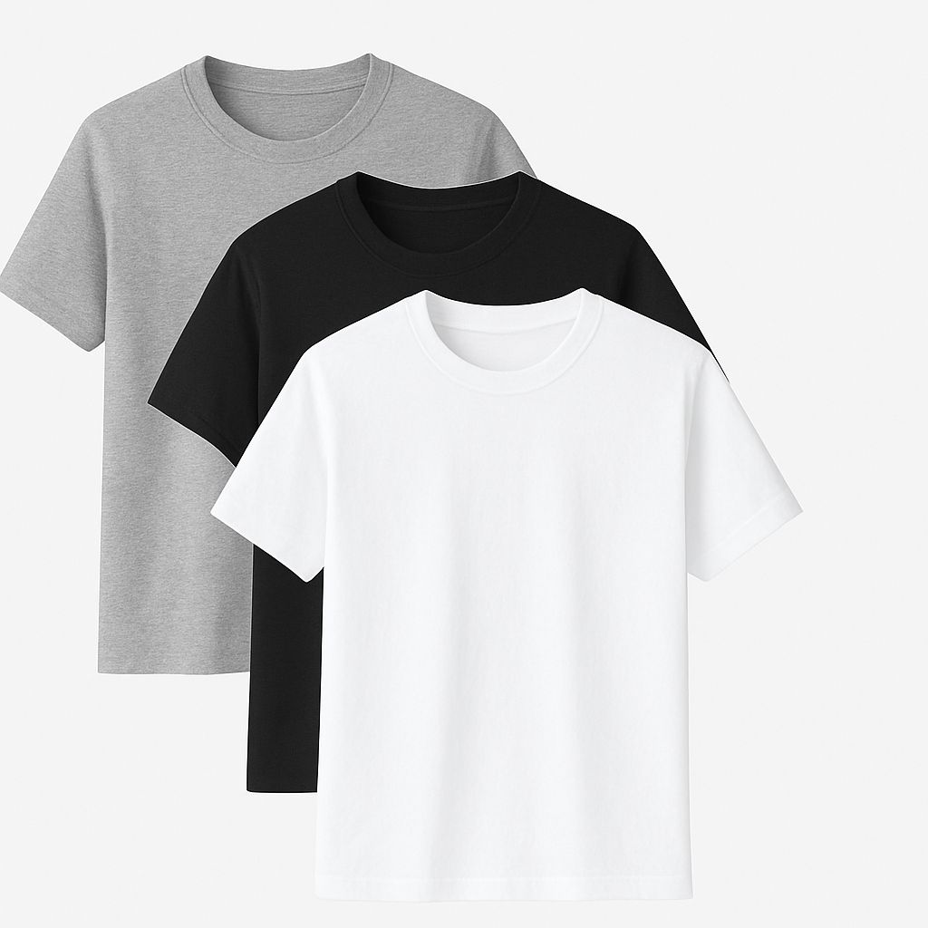 Grey, White and Black Pack Of 3 Classic T-Shirt
