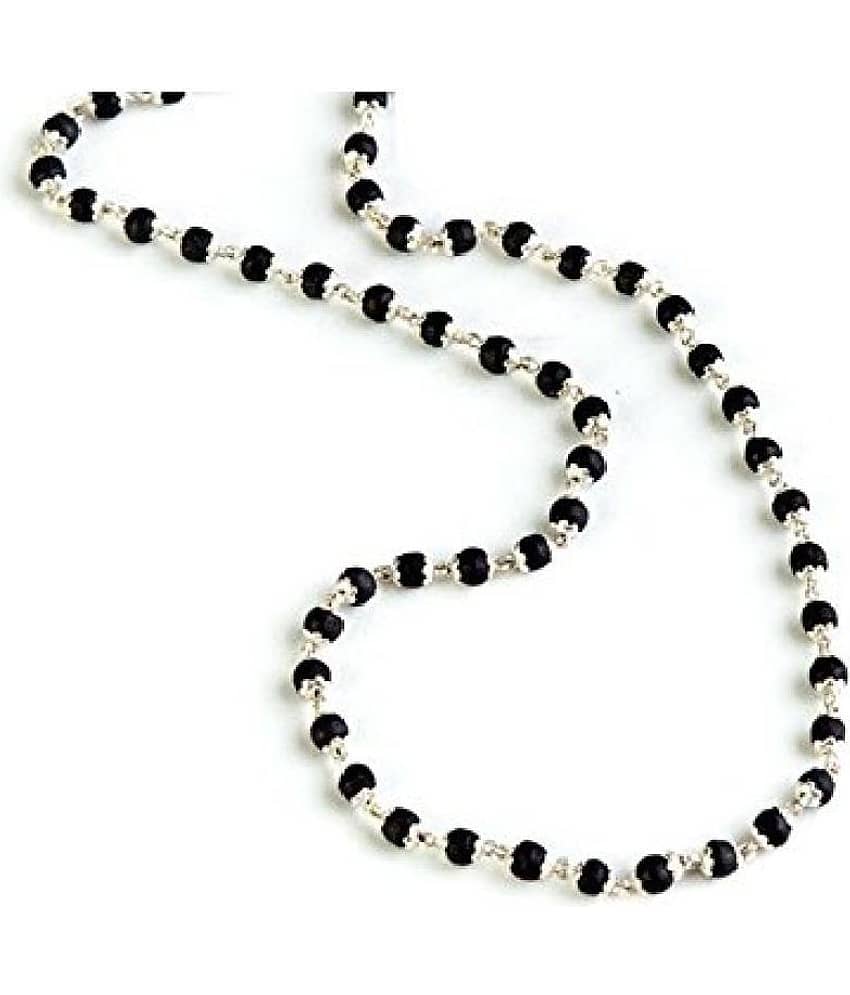 Black Silver Cap Tulsi Mala