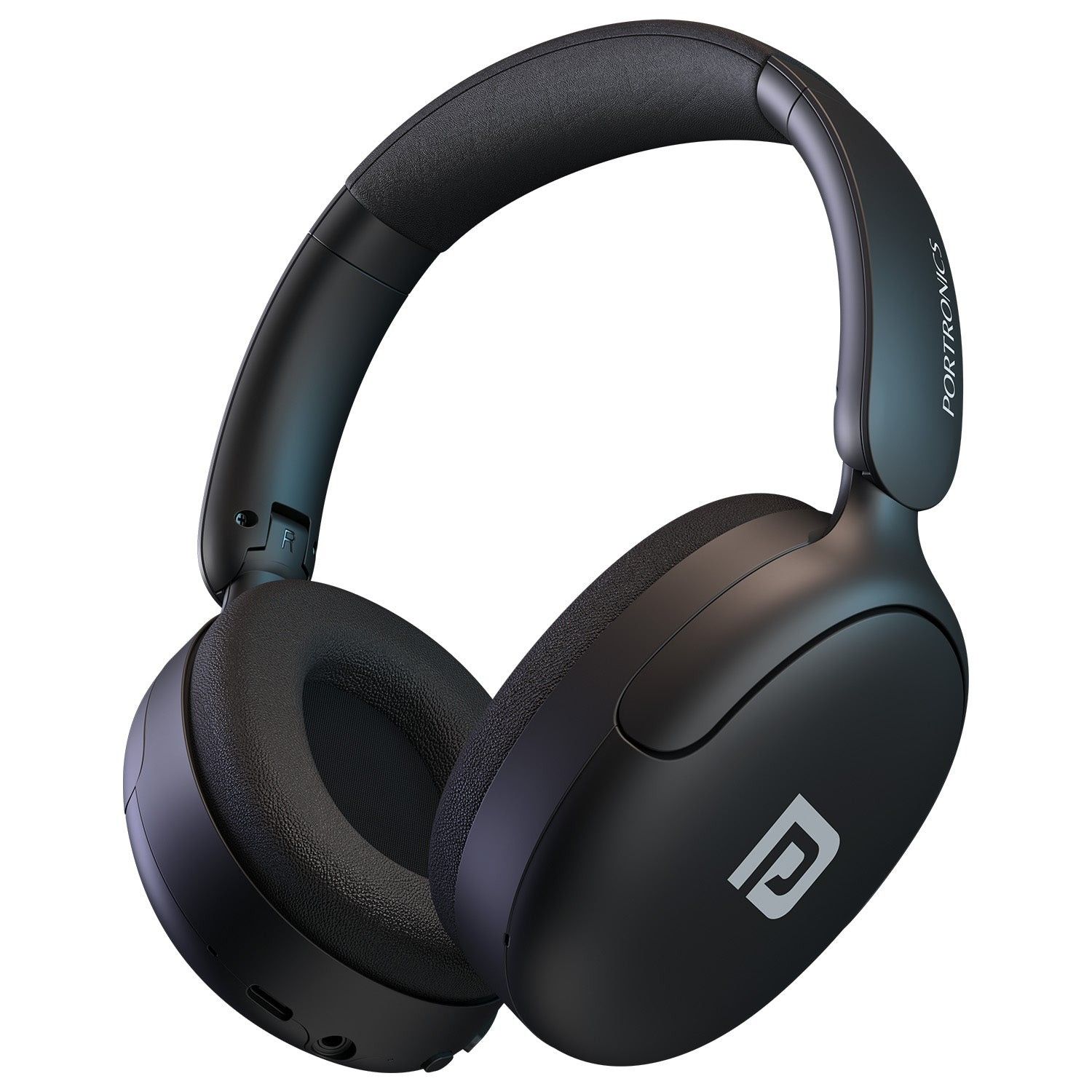 Portronics Muffs M5 Quad Mic, Powerful Bass, Adjustable Fit, Type C Fast Charging