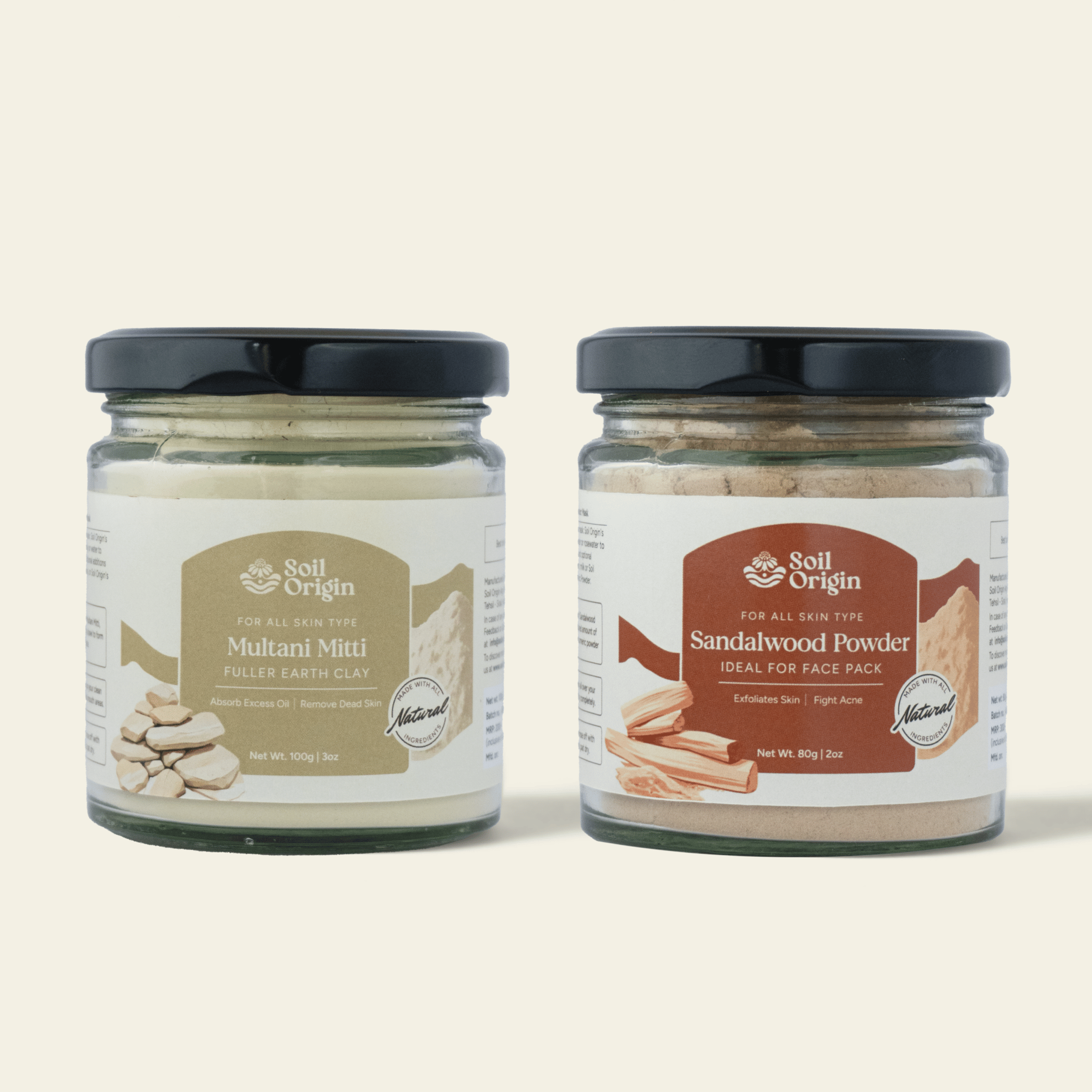 Natural Skincare Duo - Sandalwood Powder & Multani Mitti