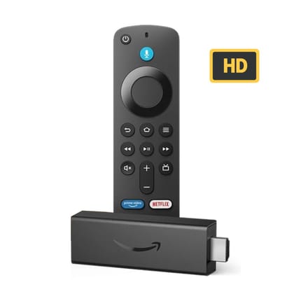 Amazon Fire TV Stick HD (newest model), Alexa Voice Remote with TV power.