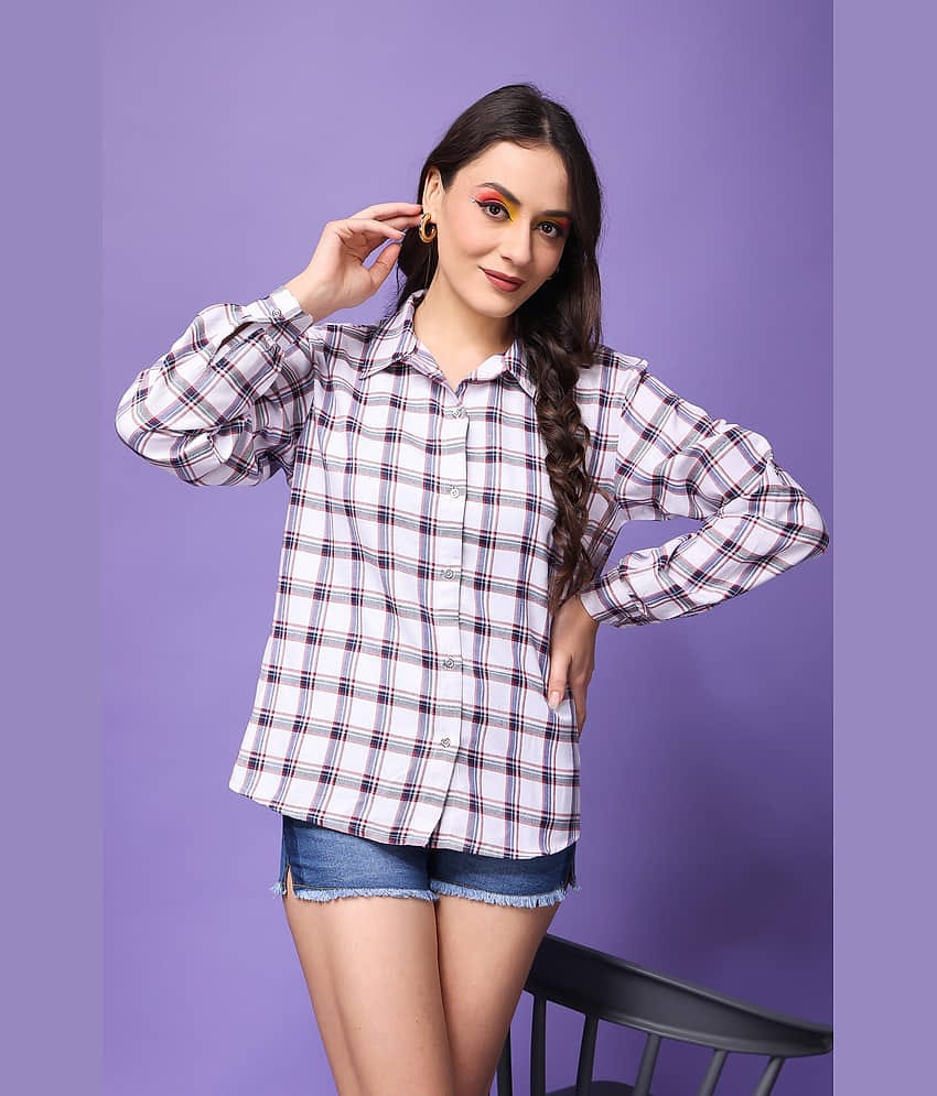 POPWINGS Women Checks Cotton Shirt ( Red )