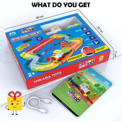 Toy Train Set with Colorful & Multiple Track Layout, USB Rechargeable Type-C Engine, Various Sound Modes - Vande Bharat, Rajdhani,...