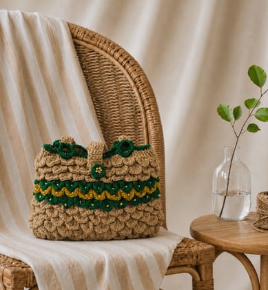 Handcrafted Jute Sutli & Moti Handbag