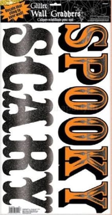 SPOOKY SCARY Wall Sticker w/ Glitter for Halloween/ Theme Party Decor - 1PC