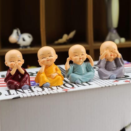 DHRUVINSRI Baby Buddha Showpiece Set of 4 – Safe, Simple, and Multicolor Figurines to Enhance Your Home Décor and Bring Tranquility DHRUVINSRI Baby Buddha Showpiece Set of 4 – Safe, Simple, and Multicolor Figurines to Enhance Your Home Décor and Bring Tranquility