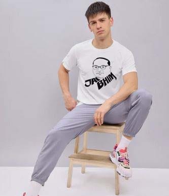 New Trendy Printed White Round Neck Half Sleeve Polyester T-shirt for Men (Color-White Size-M)