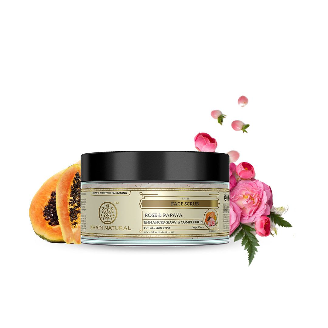 Khadi Natural Rose & Papaya Face Scrub - 50gm