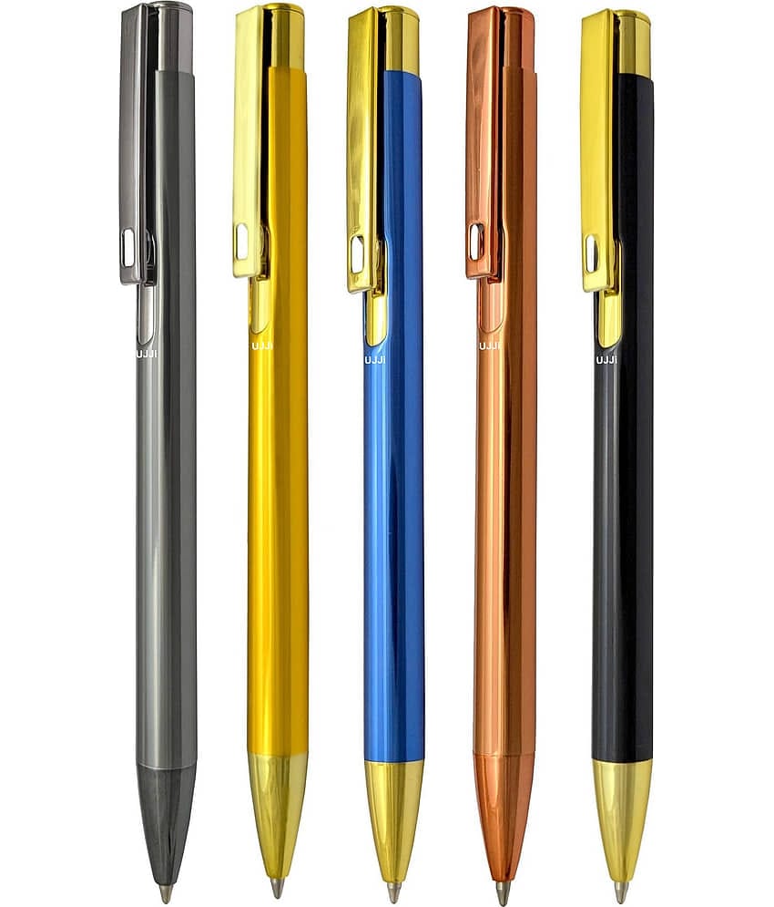 UJJi Shiny Gloss Finish Multi Colour Metal Pack of 5 Ball Pen