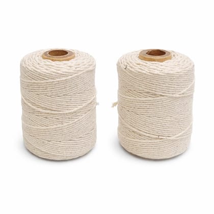 Cotton Twine String Roll � Pack of 6 Spools (1 mm, 50 Grams Each) | Natural Cotton Twine Cord Dori for Macrame, Crochet, Knitting, Leather Stitching & Stationery Use | Off White