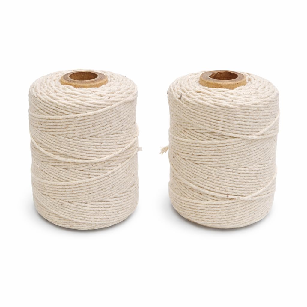 Cotton Twine String Roll � Pack of 6 Spools (1 mm, 50 Grams Each) | Natural Cotton Twine Cord Dori for Macrame, Crochet, Knitting, Leather Stitching & Stationery Use | Off White