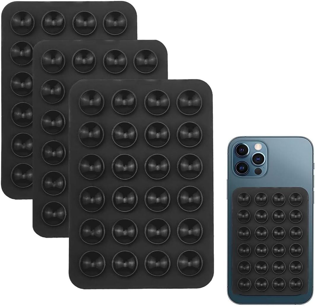 EDNITA 3Pcs Black Suction Phone Case, Phone Suction Sticker, Silicone Suction Phone Case for Hands-Free Mobile Accessory Holder Grip, Video Phone Accessory Compatible Mirror, Shower EDNITA 3Pcs Black Suction Phone Case, Phone Suction Sticker, Silicone Su
