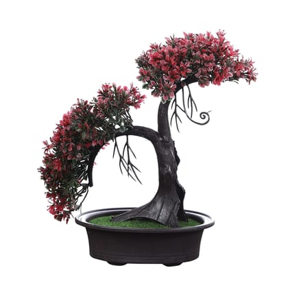 FOLIYAJ Artificial Shoe Horn Shaped Bonsai Tree with Red Leaves with Pot|Bonsai Tree|Artificial Flower|with Pot|Home D�cor for Living Room Home Office Shop|House|Gift|Decoration FOLIYAJ Artificial Shoe Horn Shaped Bonsai Tree with Red Leaves with Pot|Bonsai Tree|Artificial Flower|with Pot|Home D�cor for Living Room Home Office Shop|House|Gift|Decoration