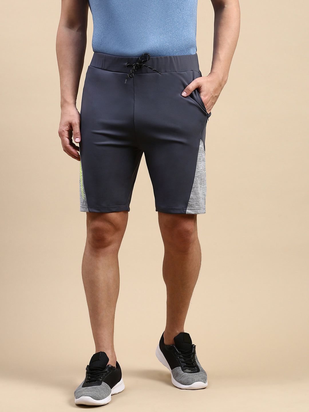 Classic Polo Men's Polyster Grey Slim Fit Active Wear Shorts