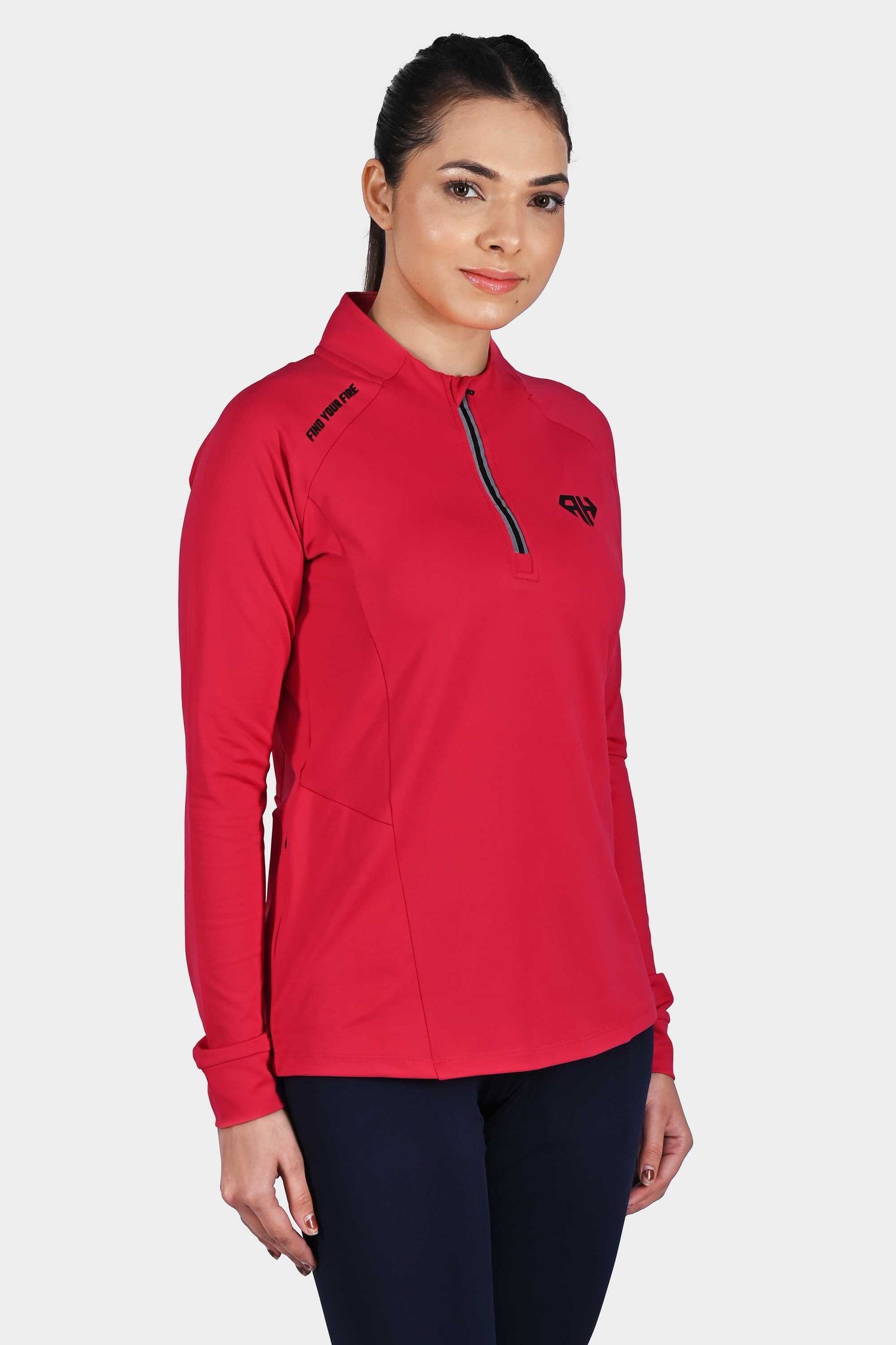 High Neck Pink Polo Jacket Women