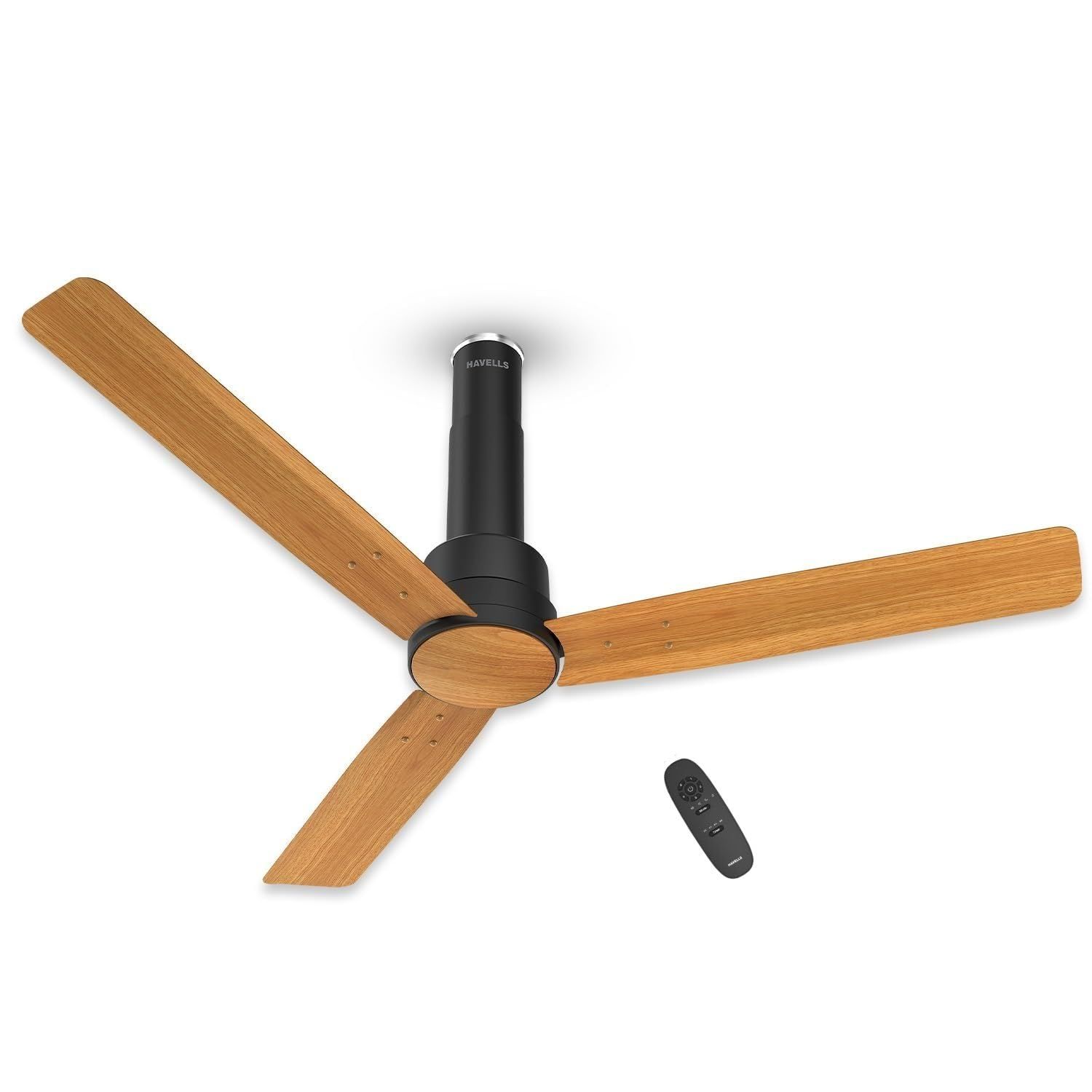 Havells 1200mm Elio Prime BLDC Ceiling Fan, Remote Controlled, High Air Delivery Fan, 5 Star Rated, Upto 60% Energy Saving, 2+1* Year Warranty -  Pinewood Matte Black