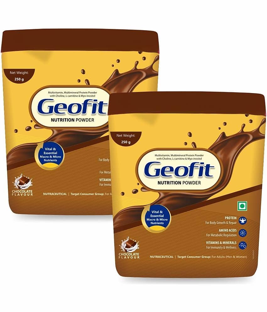 GEOFIT Protein Powder - Chocolate Flavor, vitamin, minerals & amino acids, 250g Each (Pack of 2)