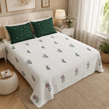 Emerald Mist Premium 100% Cotton King Size Bedsheet with 2 Pillow Covers Emerald Mist Premium 100% Cotton King Size Bedsheet with 2 Pillow Covers