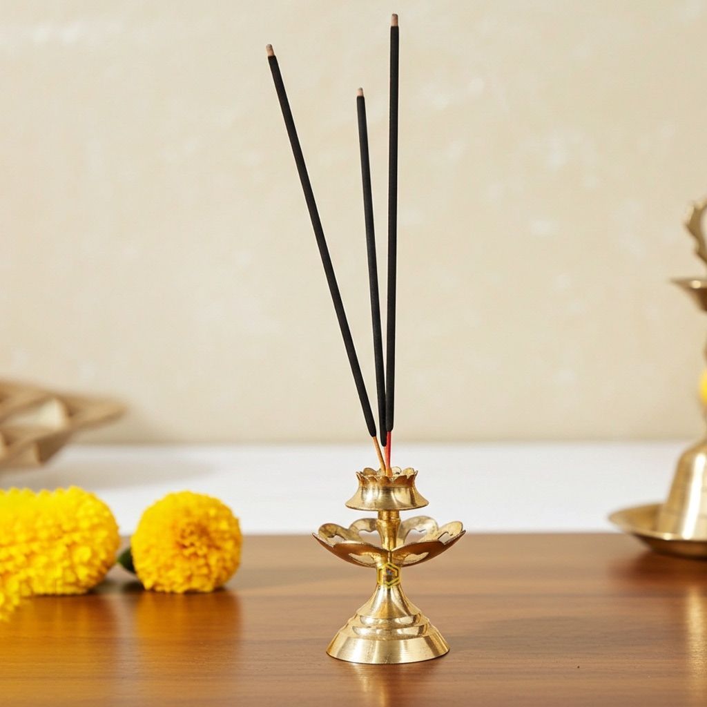 Brass Kamal Katori Agarbattin Stand No. 3, Height : 2.2 Inch (ZMAS148 C)