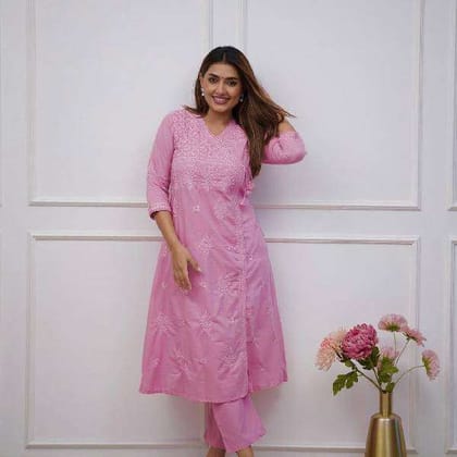 Cotton Angrakha Chikankari Pant Set Wedding Season