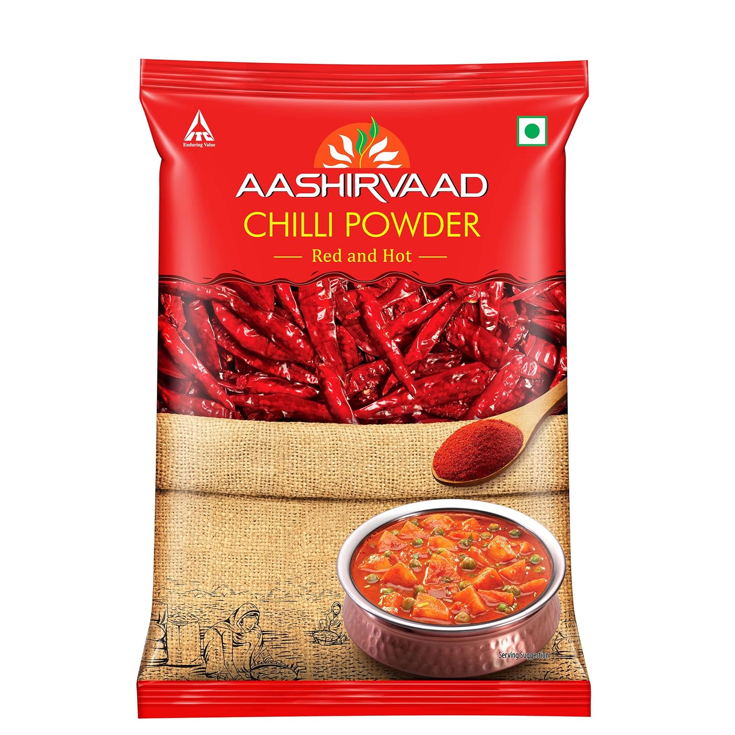 Aashirvaad Chilli Powder, Red Hot Chilli Powder With No Added Flavours And Colours, 200G Pack OF 5
