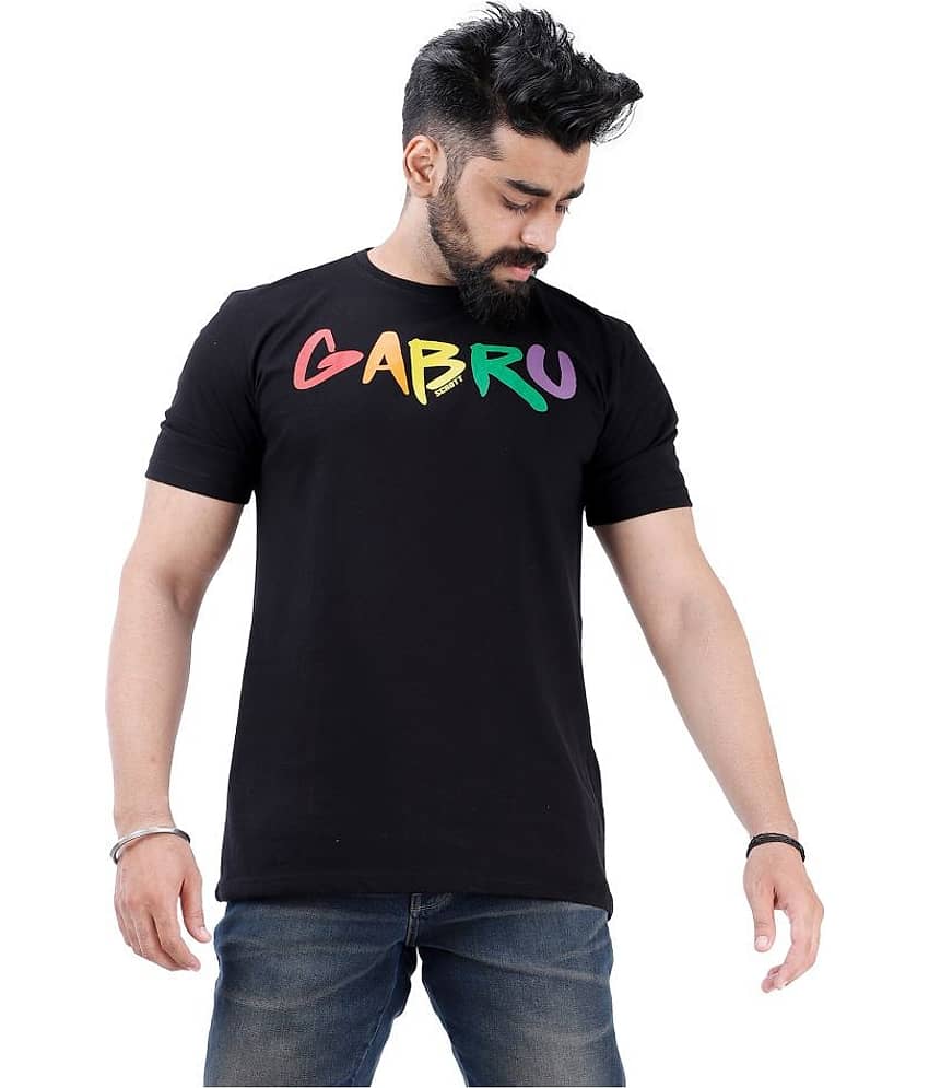 SCROTT Pack of 1 Cotton Slim Fit Men's T-Shirt ( Black )