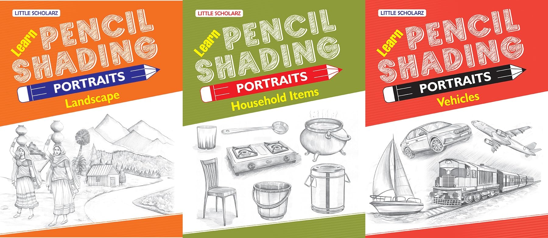 Learn Pencil Shading Portraits - LANDSCAPE, HOUSEHOLD ITEMS & VEHICLES [Paperback] [Sep 24, 2023] RPH Editorial Board