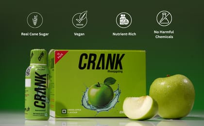 Crank Energy Shot Green Apple Flavour, Pack of 12 (60ml each)