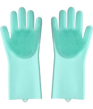 Bramble Washing Silicon Hand Gloves with Scrubber for Kitchen Cleaning, Utensils Rubber Universal Size Cleaning Glove