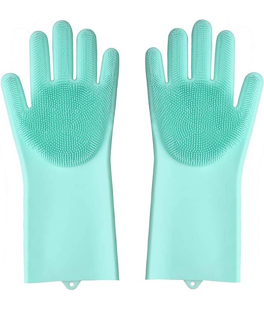 Bramble Washing Silicon Hand Gloves with Scrubber for Kitchen Cleaning, Utensils Rubber Universal Size Cleaning Glove