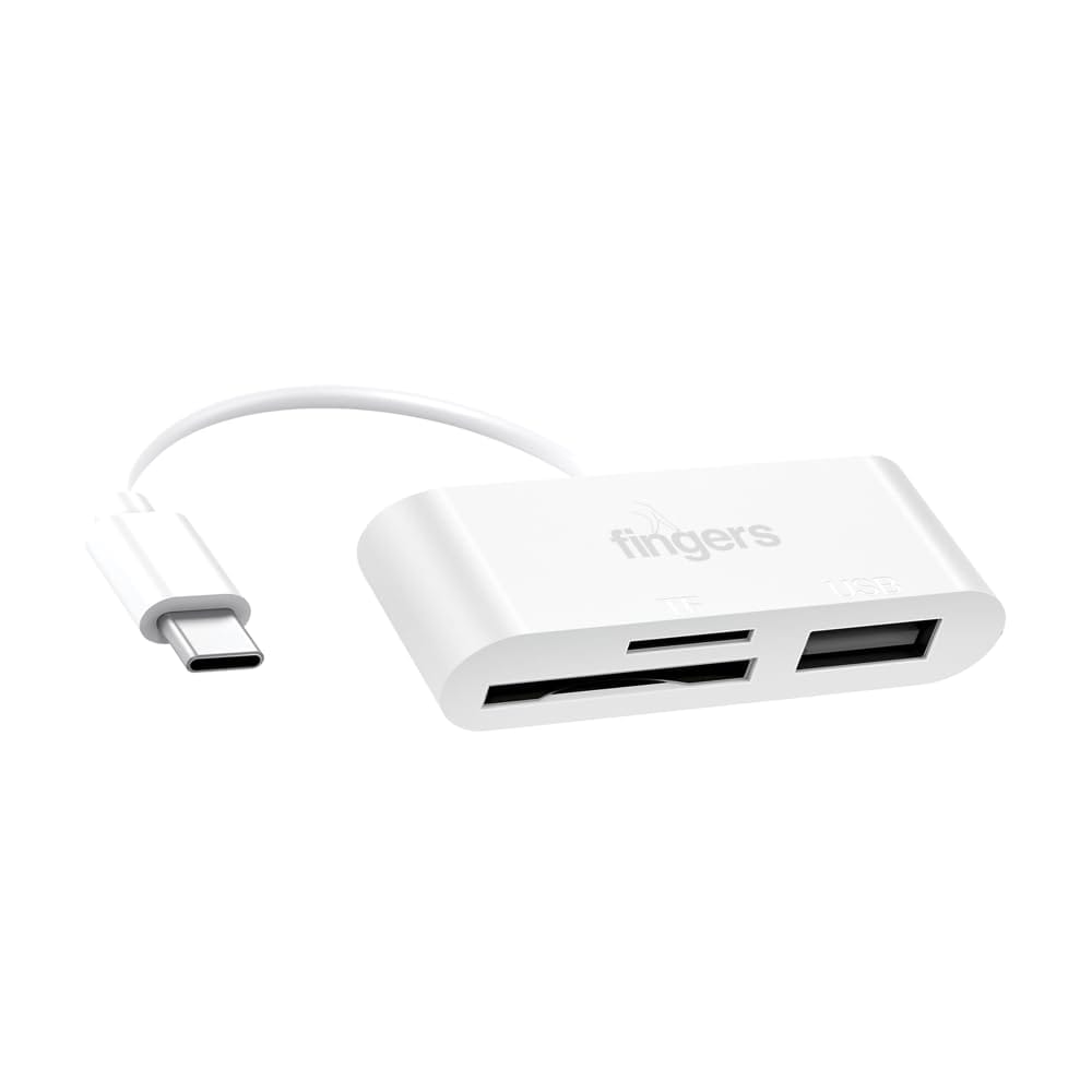 FINGERS Compacto 3-in-1 USB Hub & Card Reader (Type-C to SD, MicroSD, USB 2.0 Port