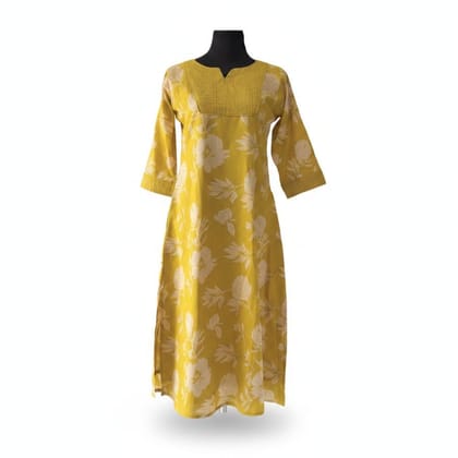 Women's Yellow Floral Printed Kurti