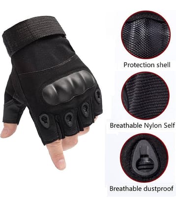 Gjshop Black Nylon Men's Fingerless Gloves ( Pack of 1 )