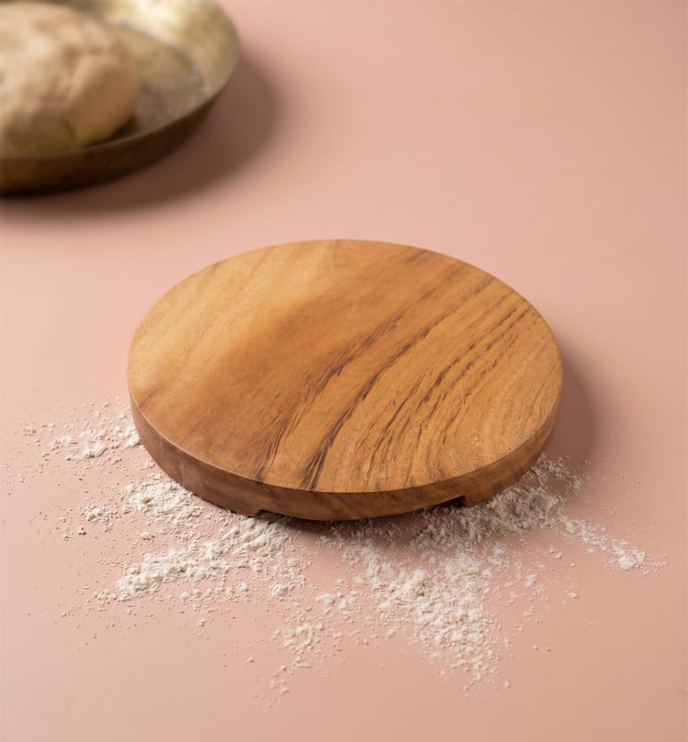 Handcrafted Wooden Chakoti (Chakla) – Traditional Roti Rolling Board