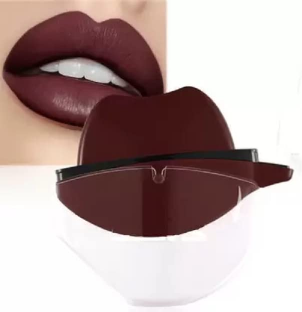 Elecsera Lip Shape Lipstick Long Lasting Waterproof Non-Stick Cup Matte Lipstick (Maroon, 10 g)