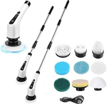 Electric Spin Mop | 9 in 1 Cordless Electric Spin Scrubber Cleaning Brush Scrubber for Cleaning Electric Mop with Extension Handle (1 Set) (Multi Colour) Electric Spin Mop | 9 in 1 Cordless Electric Spin Scrubber Cleaning Brush Scrubber for Cleaning Electric Mop with Extension Handle (1 Set) (Multi Colour)