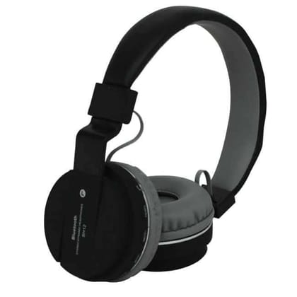SH-12 Wireless Bluetooth Over the Ear Headphone with Mic Bluetooth & Wired  (Black, On the Ear)