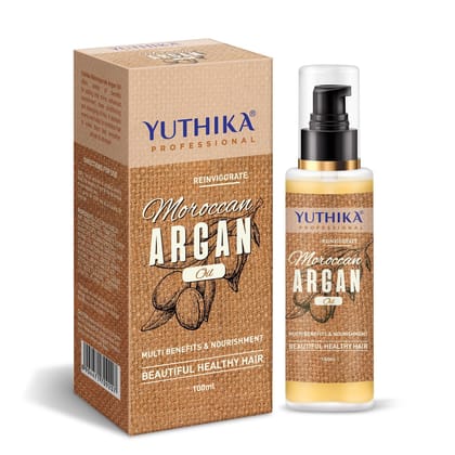 Yuthika Professional Argan Oil for Hair 100ml Moroccan Argan Hair Oil, Silky Shiny Nourished Hair Oil for All Hair Types