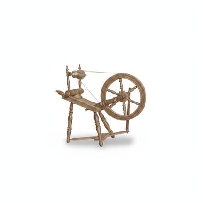 Traditional Wooden Spinning Wheel Decorative Model