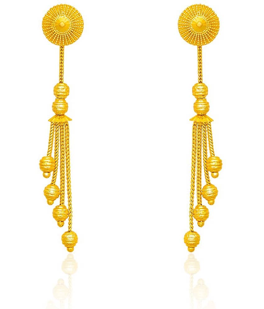 LUV FASHION Golden Stud Earrings ( Pack of 1 )