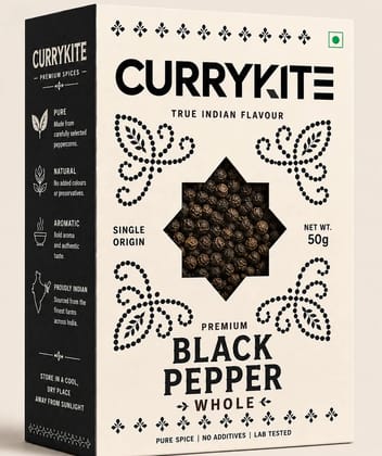 CurryKite Premium Black Pepper (Whole Kali Mirch) 50g