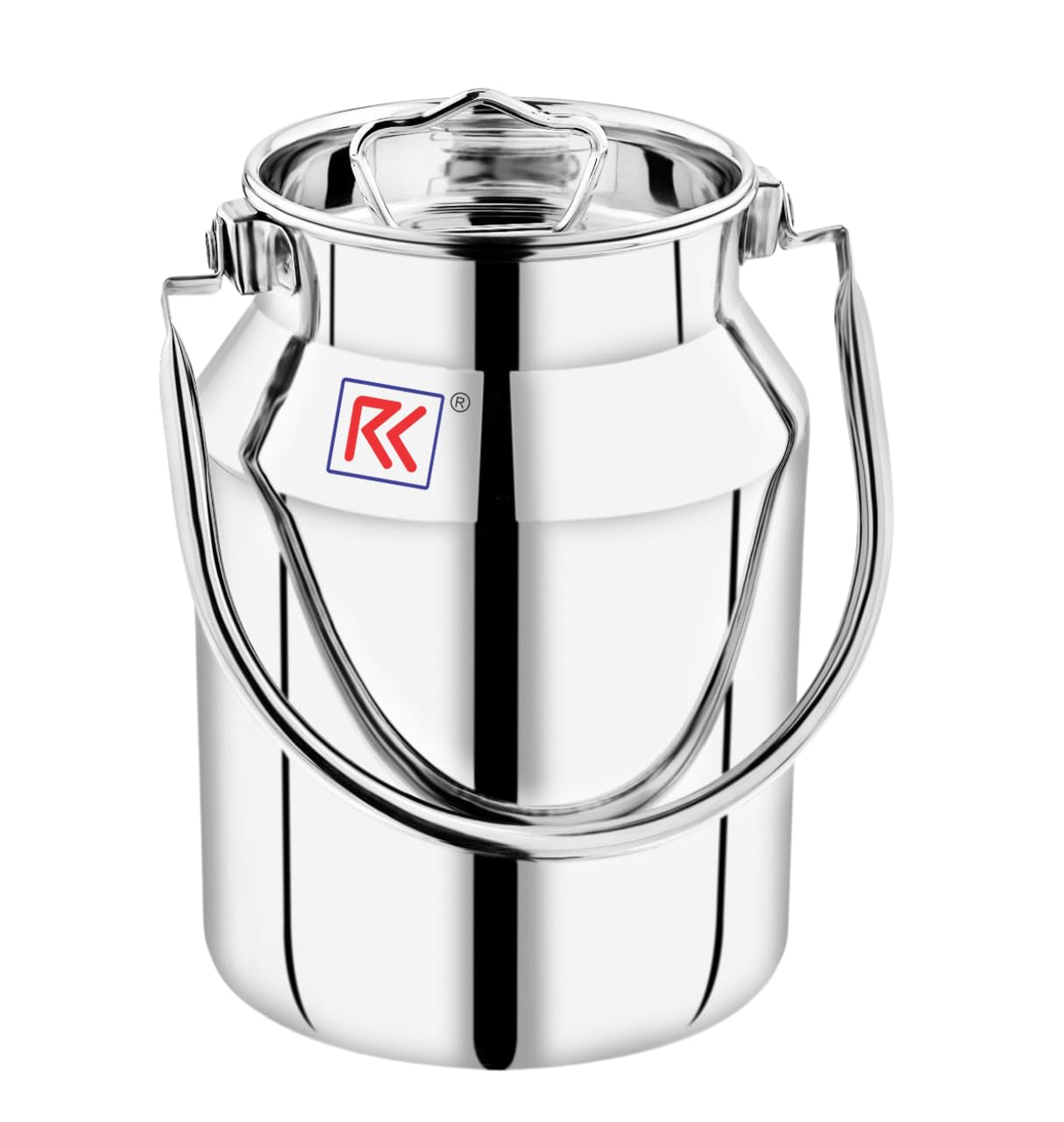 RK Stainless Steel Akhand Jointless Milk Can/Oil Can with Lid Capacity | Multipurpose Barni for Milk, Oil, Ghee Storage Silver Finish